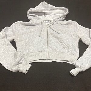 Refuge Athletics Light Gray Zip-Up Cropped Hoodie